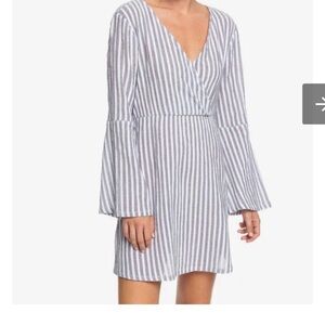 Roxy Striped Long Sleeve Wrap Dress